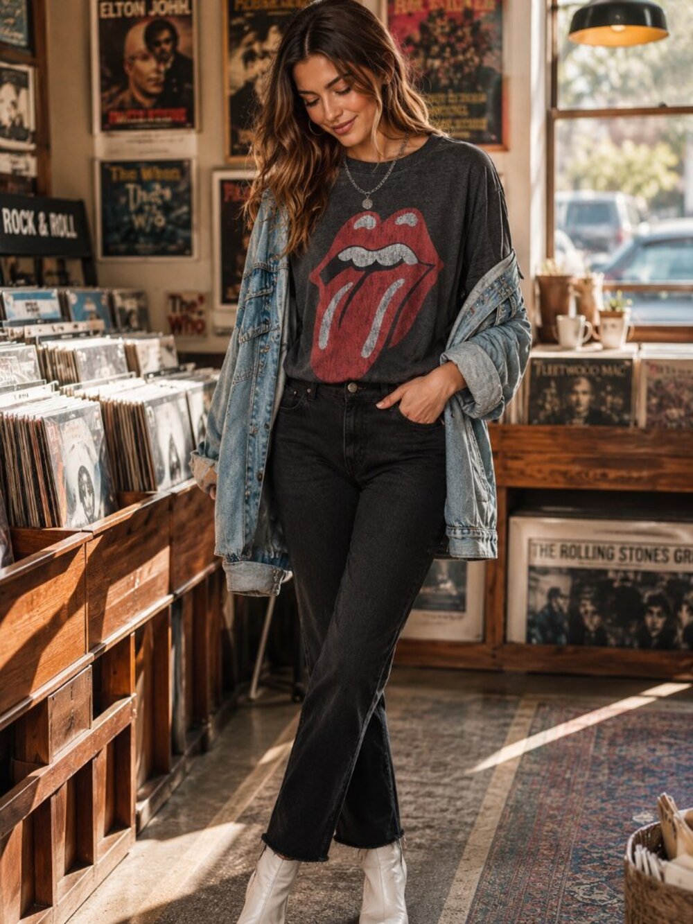 Gap Rolling Stones Graphic Tee XL Gray Tongue Logo Band T Shirt
